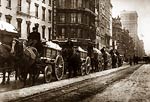 Horse-Drawn Wagons removing snow in New York City