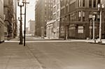 St. Louis, Missouri 1940, downtown street on a Sunday morning