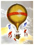 Balloon labeled "H. Lachambre," with two men riding in the baske