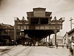 The elevated railway at Delaware and South Station 1900's