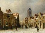 Figures in the Streets of a Snow Covered Dutch Town 1891