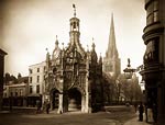 Chichester Market Cross and Cathedral, victorian photograph