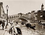 The Rialto Bridge on the Grand Canal, Venice Gondolas, Italy