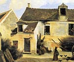 Courtyard of a farmhouse by Corot