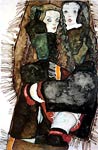 Two Girls on a Fringed Blanket Egon Schiele