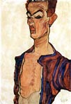 Selfportrait, making a grimace Egon Schiele