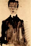 Selfportrait in the black garb Egon Schiele