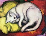 Cat on yellow cushion Franz Marc