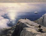 A Rocky Coastal Landscape in the Aegean with Ships in the Distan