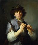 Rembrandt as Shepherd with Staff and Flute Govaert Flinck