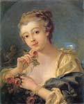 Young woman with a bouquet of roses, Francois Francois Boucher