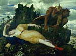 Sleeping Diana Watched by Two Fauns