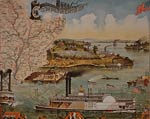 Steamboats on river American Southern States Poster