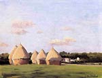 Harvest, Landscape with Five Haystacks Gustave Caillebotte