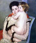 Reine Lefebvre Holding a Nude Baby Mary Cassatt