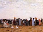 Trouville beach scene 1869, Eugene Bourdin