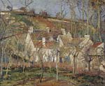 Red roofs, corner of a village, winter