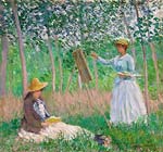 In the Woods at Giverny Blanche Hoschede at Her Easel with Suza