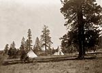 A mountain camp - Yakima - teepees pine trees and horse