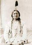Indian Sitting Bull, holding peace pipe 1885