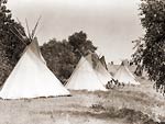 Assiniboine women, South Dakota Indian Tipis