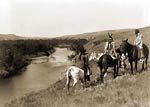 3 Piegan Indians, four horses 1910