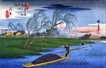 Boats, Bank of Willow Trees Ando Hiroshige