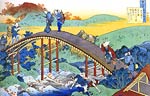 Tatta's stream. Drum bridge Katsushika Hokusai