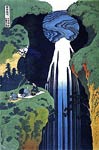 Amida Waterfall, Three Men Picnicking Katsushika Hokusai