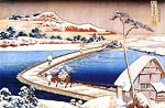 Pontoon Bridge, Sano, Kozuke Katsushika Hokusai