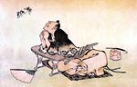 A Philosopher watching a pair of Butterflies Katsushika Hokusai