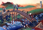 Japanese People, Drum Bridge Katsushika Hokusai