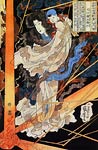 Fusehime saving Inue Shimbyoe Masahi from a thunderbolt Utagawa