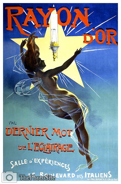 Nude woman poster. Rayon d'Or light fixture, 1895 - Click Image to Close
