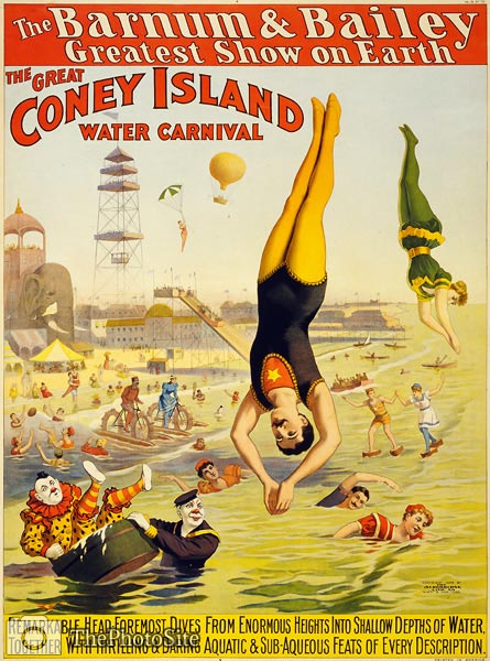 Barnum & Bailey Coney Island Water Carnival Poster - Click Image to Close
