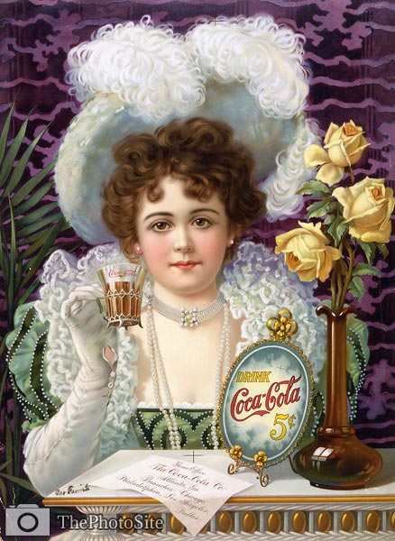 Drink Coca-Cola 5 cents 1890s advertising poster drinking Coke. - Click Image to Close