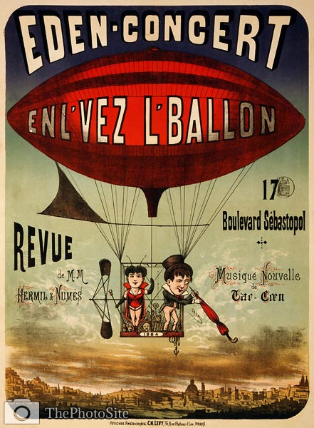 French circus poster, airship, 1884 Poster - Click Image to Close