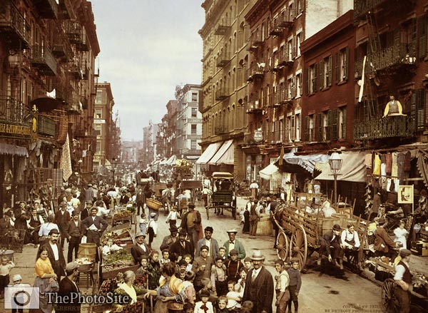 Mulberry Street, New York City 1900, street peddlars, market - Click Image to Close