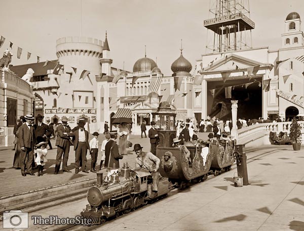 Coney Island amusement park 1905 minature railway - Click Image to Close