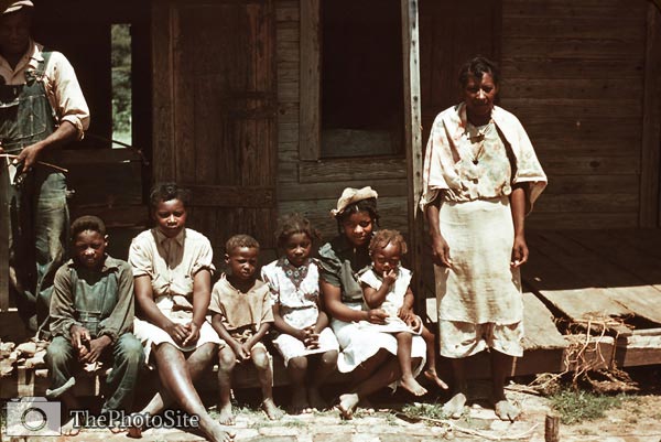 African American family on porch, 1940 Louisiana - Click Image to Close