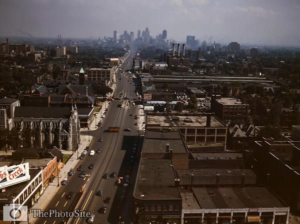 Detroit Michigan color photo from the 1940's - Click Image to Close