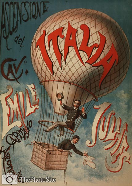 Ascensione del cave. Emile Julhes Italian Balloon Poster - Click Image to Close