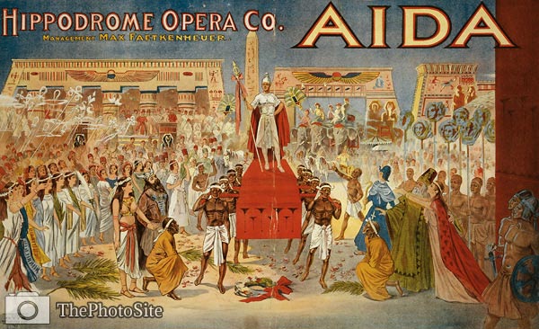 Aida theatrical poster Egypt - Hippodrome opera co. - Click Image to Close