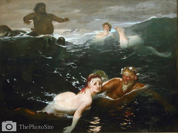 Playing waves by Arnold Bocklin - Click Image to Close