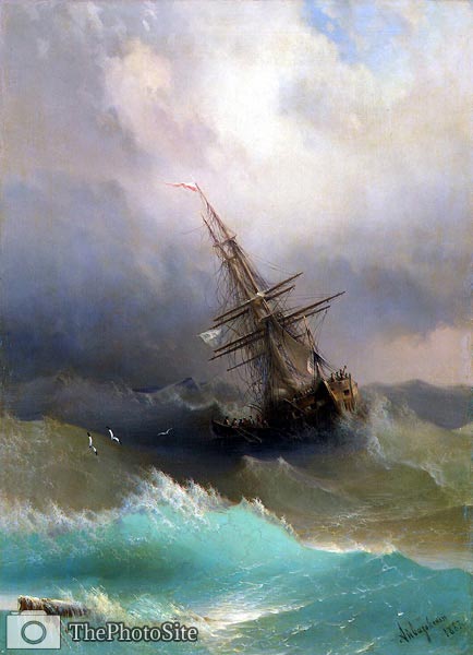 A Ship in the Midst of a stormy sea Ivan Aivazovsky - Click Image to Close