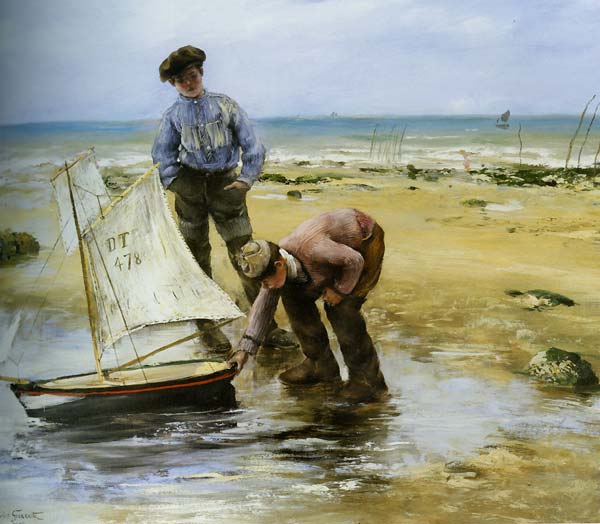 Enfants Jouant Sur La Plage Le Treport 1881 - Click Image to Close