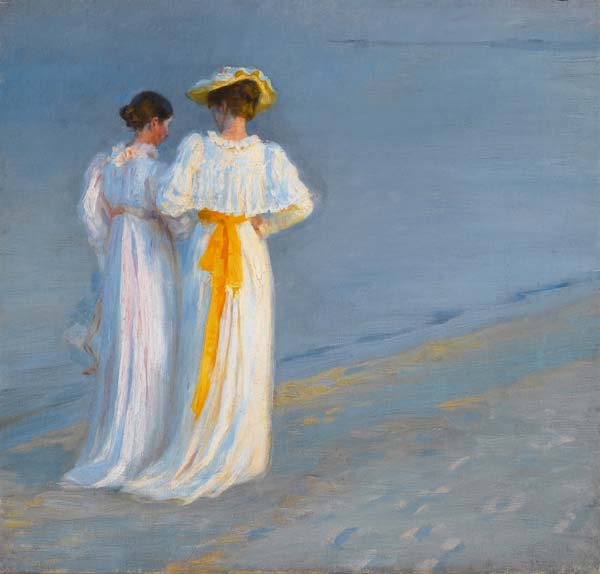 Anna Ancher og Marie Kr?yer pa stranden ved Skagen - Click Image to Close