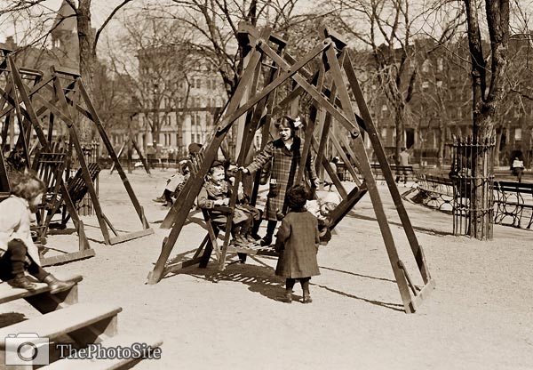 Children playground swings, New York Hamilton Fish Park - Click Image to Close