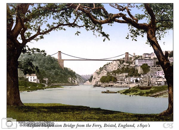Clifton suspension bridge from the ferry, Bristol, England - Click Image to Close