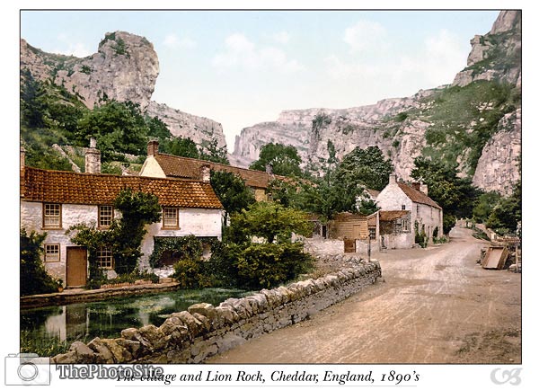 The village and Lion Rock, Cheddar, England - Click Image to Close